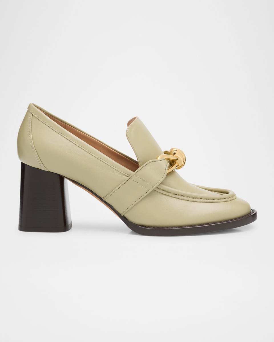 Astaire Metallic Knot Leather Heeled Loafers